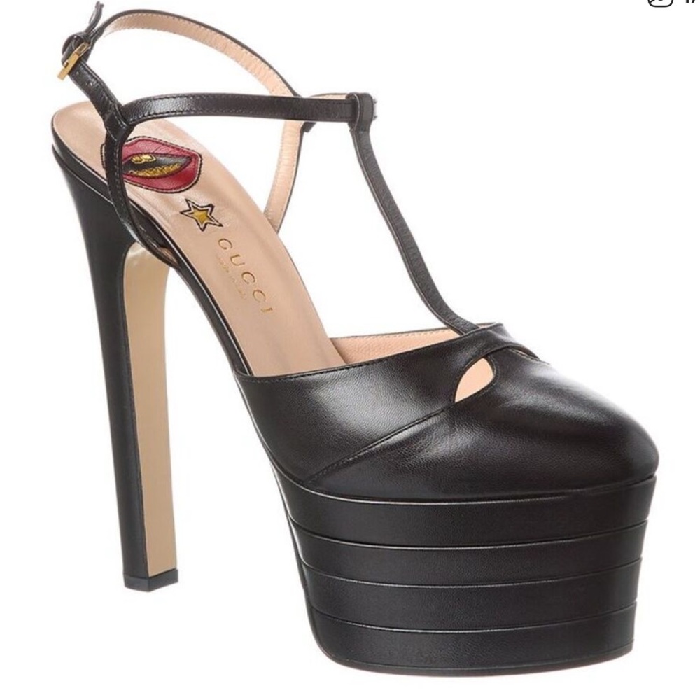 Gucci Leather Platform Pump, Black